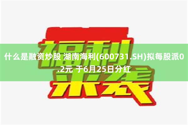   什么是融资炒股 湖南海利(600731.SH)拟每股派0.2元 于6月25日分红