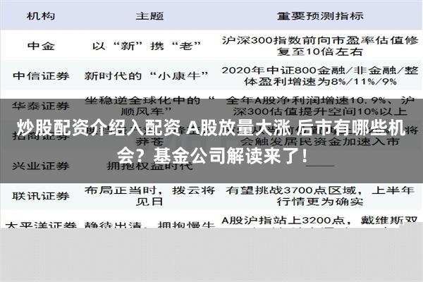   炒股配资介绍入配资 A股放量大涨 后市有哪些机会？基金公司解读来了！